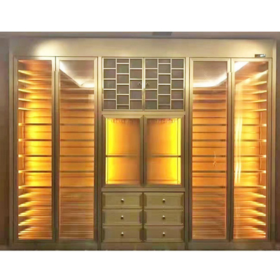 Κατεψυγμένη μονάδα ASTM 316L ISO 300*160cm γραφείου επίδειξης κρασιού CHAMPAGNE χρυσός