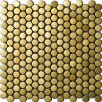 Το μικρό χρυσό στρογγυλό κεραμίδι μωσαϊκών μετάλλων καθρεφτών Hairline εξωραΐζει το φραγμό ξενοδοχείων τοίχων καθιστικών
