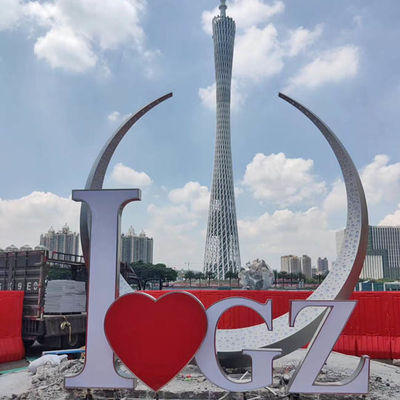 Silver Polished Mirror Color Stainless Steel Moon Sculpture For Landmark