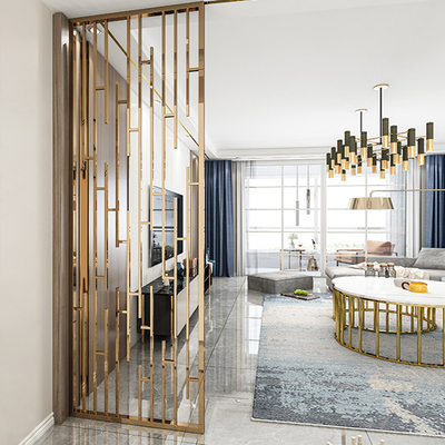 Rose Gold Satin Transparent Glass 304 Stainless Steel Room Dividers For Hotel