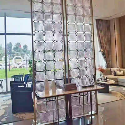 Gold Color Brushed Transparent Glass 304 Stainless Steel Room Dividers For Hotel