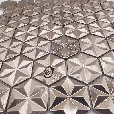 Middle East Blue Brushed Surface  Popular Decor Rose Gold And Silver Color Aluminum Metal Mosaic Tile