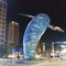 Υπαίθρια γλυπτά AISI ASTM 201 ανοξείδωτου τέχνης διαμόρφωσης ψαριών φαλαινών με το φως
