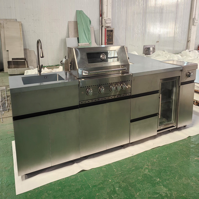 304 Stainless Steel Sliver Custom Design Πλήρες σετ εξωτερικού κουζίνας BBQ