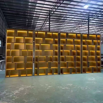 Καλή τιμή Προσαρμοσμένο μέταλλο από ανοξείδωτο χάλυβα μαύρο χρυσό Εμφάνιση σαλόνι ντουλάπι βιβλιοθήκη σε απευθείας σύνδεση