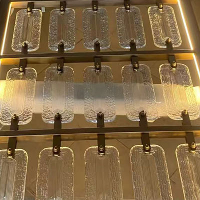 Light Luxury Glass Stainless Steel Screen Partition With LED Lights, Hotel Living Room And Dining Room Decoration