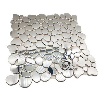 Ψηφιδωτά πλακάκια καθρέφτη από ασήμι σε σχήμα βότσαλου - Για έργα διακόσμησης τοίχων έμφασης σε σαλόνι/μπάνιο/τραπεζαρία/ξενοδοχείο