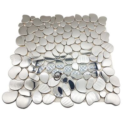 Pebble-Shaped Silver Mirror Metal Mosaic Tiles - For Living Room/Bathroom/Dining Room/Hotel Accent Wall Decoration Projects