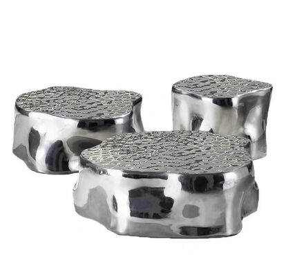 Set di tavolini da caffè in acciaio inossidabile dorato fatto a mano, design OEM ODM, tavolini moderni impilabili per mobili da soggiorno